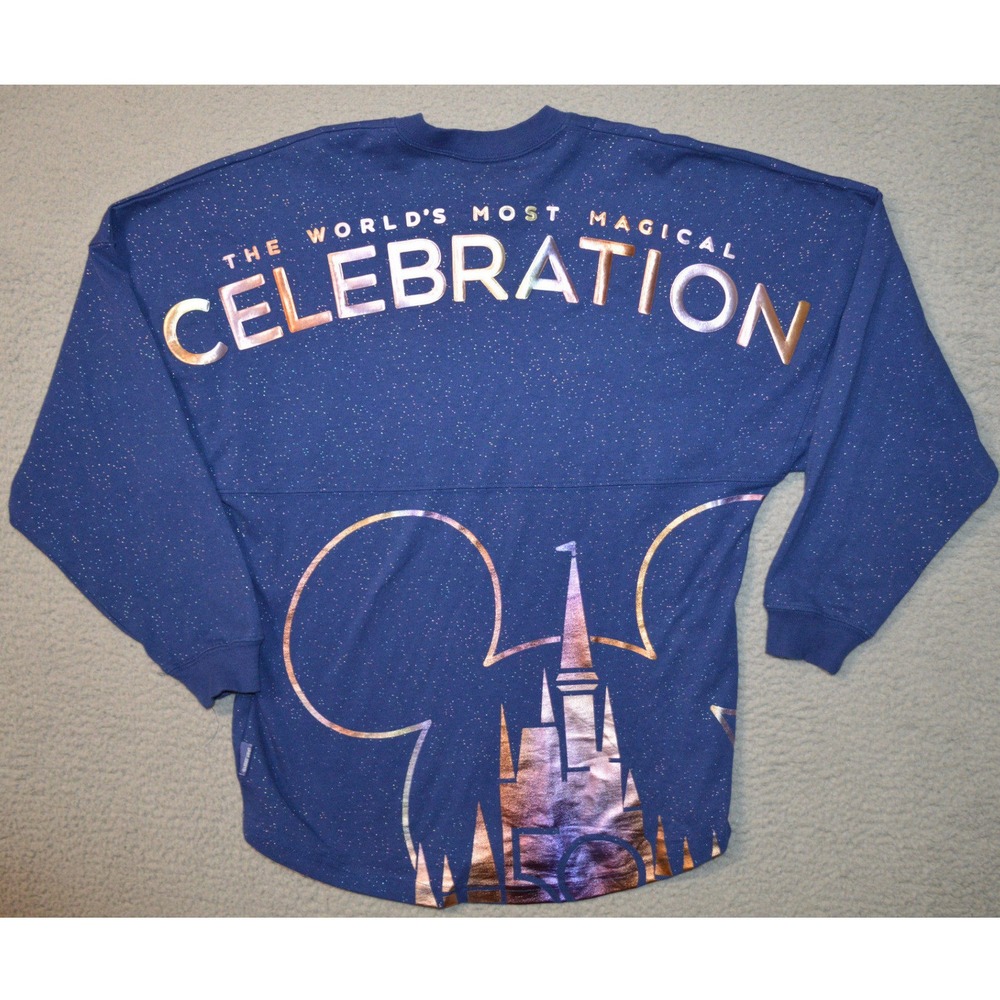 Walt Disney World 50th Anniversary Spirit Jersey Blue Sparkle Size XS